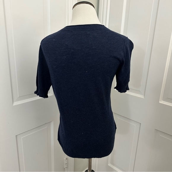 NWT Banana Republic Cardigan short sleeve Blue deep V Petite Small Lightweight - Picture 5 of 8